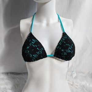 California Waves Crochet Lace Swim Top NWT